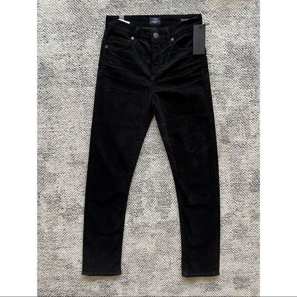 Citizens of Humanity Harlow Ankle Mid Rise Slim Fit Jeans - Corduroy Black - Picture 2 of 3